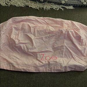 Pink Gingham Kids Easter Basket Cover - personalized “Zoe”